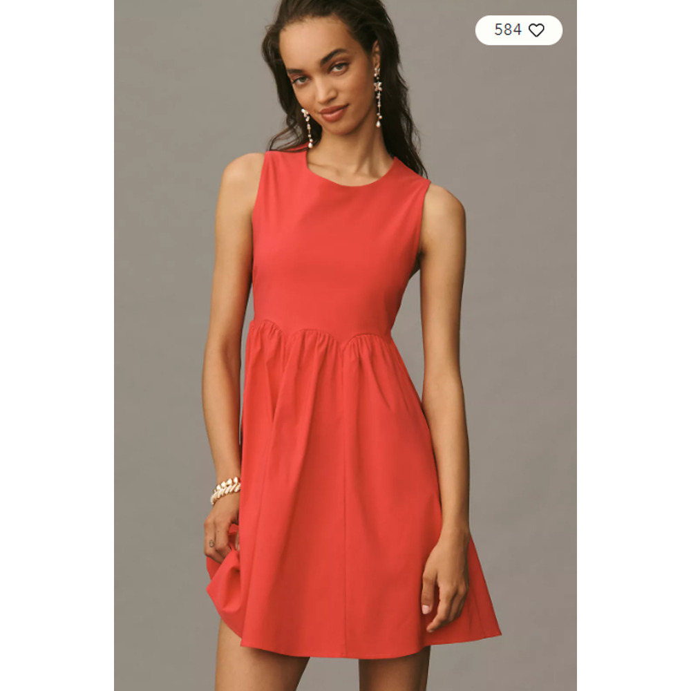 Anthropologie MAEVE Sleeveless Back Bow Mini Dress in Hot Pink Size M NWT $148 - Picture 2 of 6